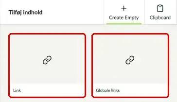 Valgene Link og Globale links markeret