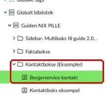En kontaktboks markeret i det globale bibliotek