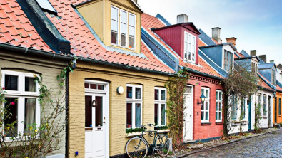 Small street with colored houses