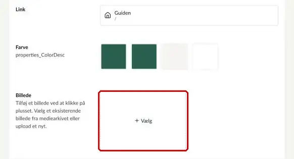 Feltet Billede markeret