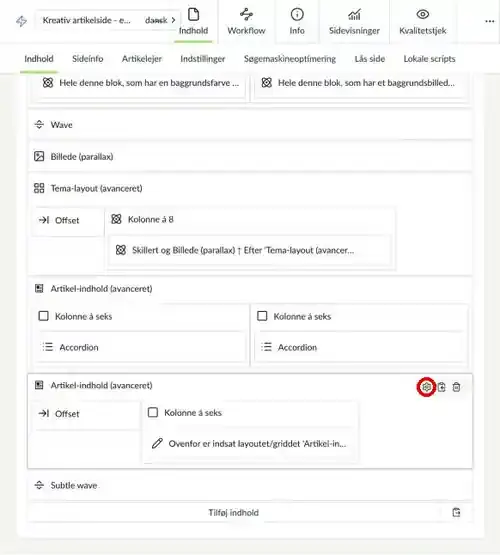 Tandhjulet på et layout markeret