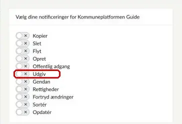 Dialogen Notificeringer med valgmuligheden Udgiv markeret